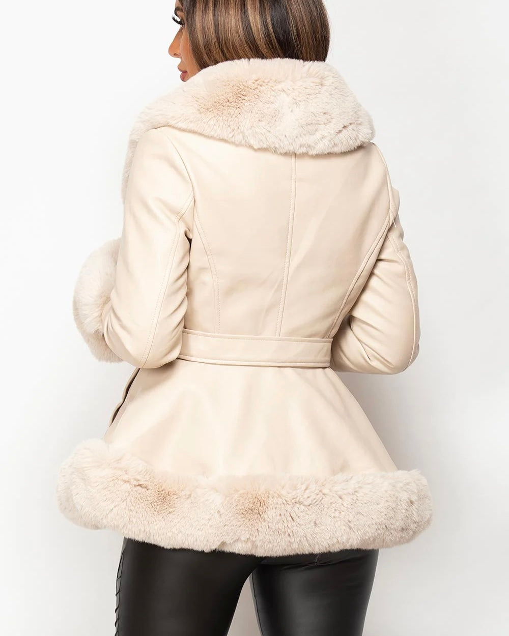 REVELLE'S FUZZY COLLAR BELTED COAT